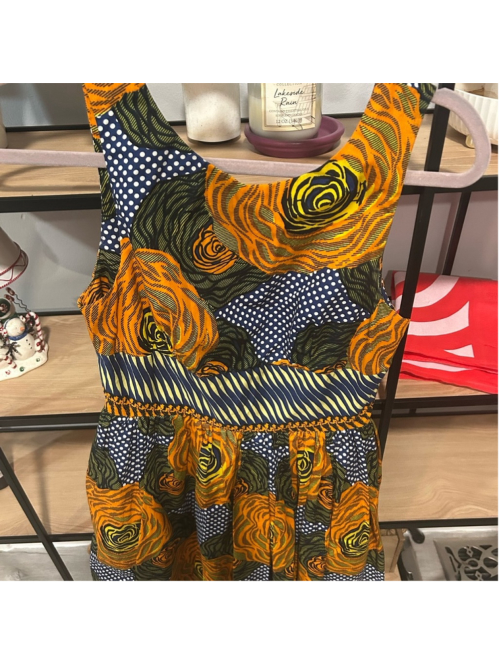 Millie Collines Anthropology Womans Dress with Orange &Blue Floral Design Art